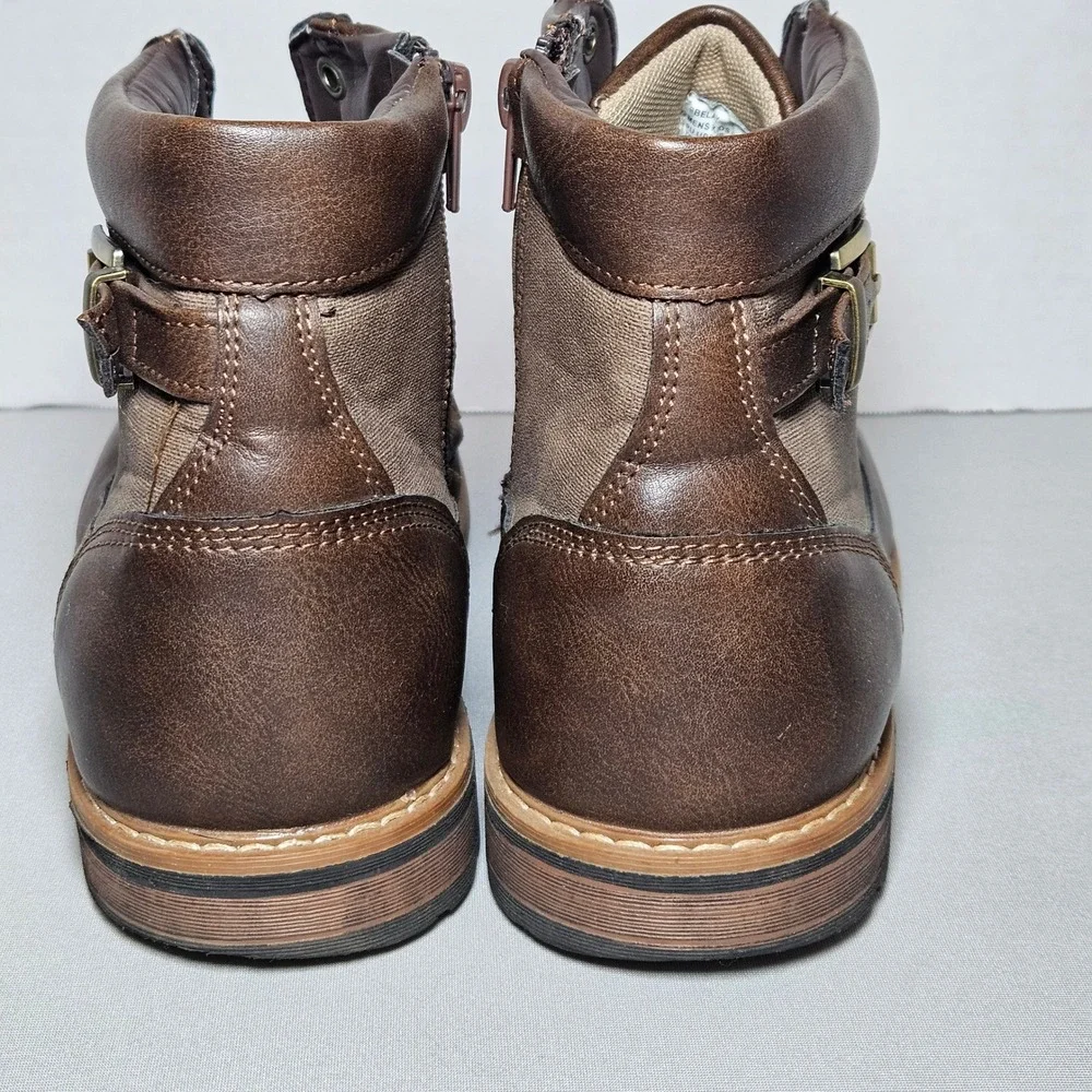Steve Madden Brown Lace Up Combat Ankle Boot Side Zip Utility Kids 5 Women 6.5-7
